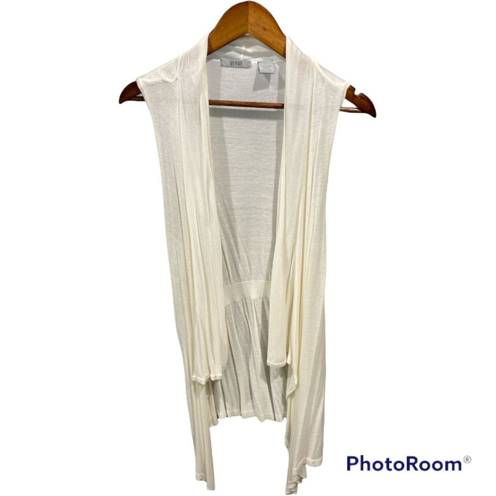 Verve Sleeveless Long Open Front Cardigan Lagenlook Layer Size L